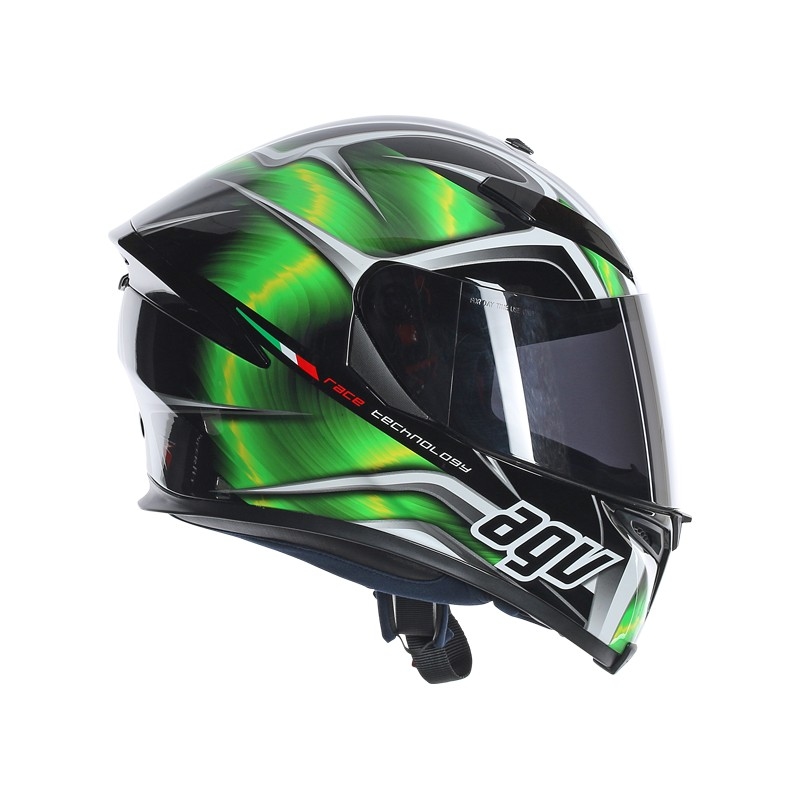 CASCO MOTO INTEGRALE K-5 AGV E2205 MULTI - HURRICANE BLACK/GREEN/WHITE  HELMET